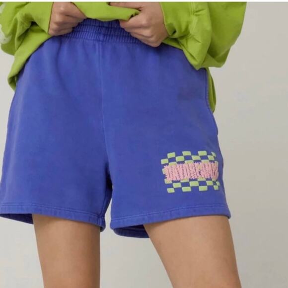 DAYDREAMER Hi- Frequency Sweat Sweat Short Puff Paint Graphic Pockets S - Picture 2 of 9